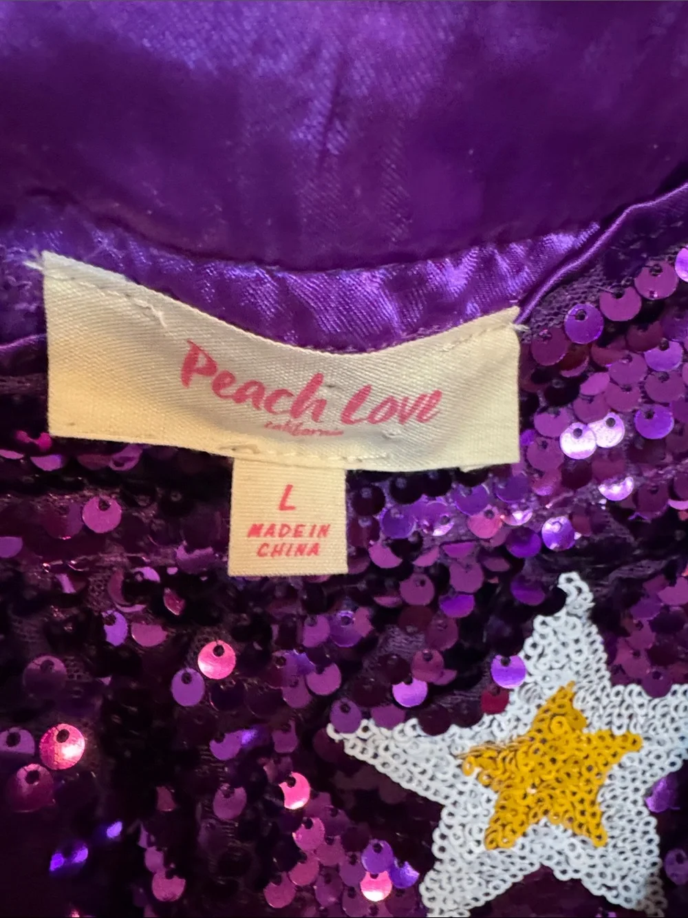 Peach Love California Purple Sequin Star Skater Skirt